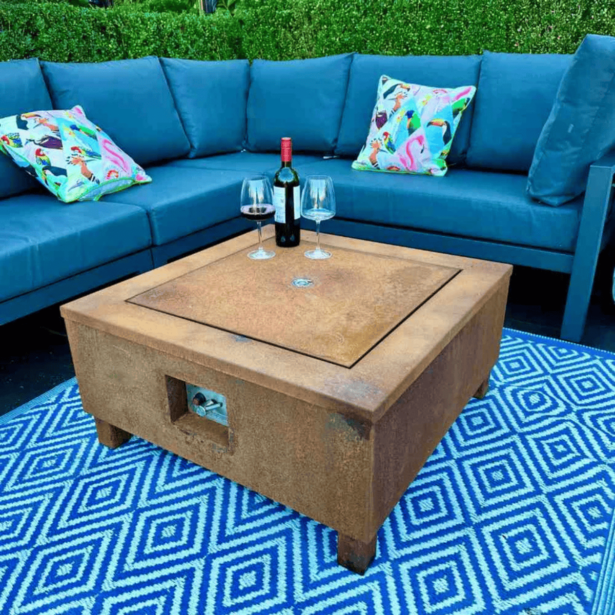 WEATHER IT Helios Corten Steel Gas Fire Pit Table