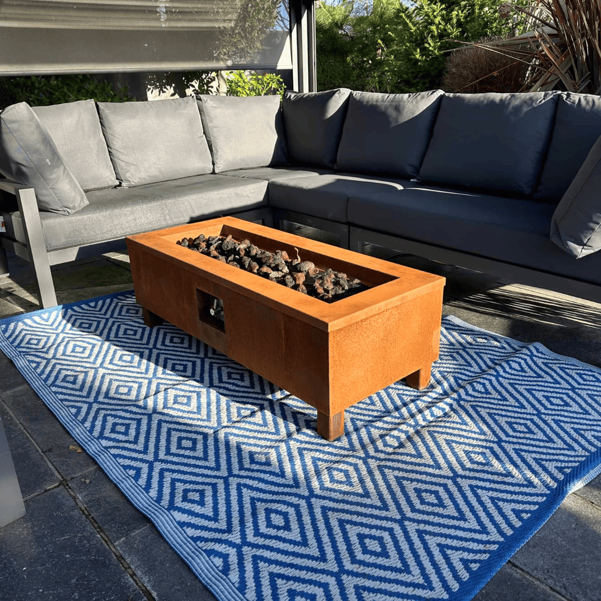 WEATHER IT Vulcan Corten Steel Rectangle Fire Pit