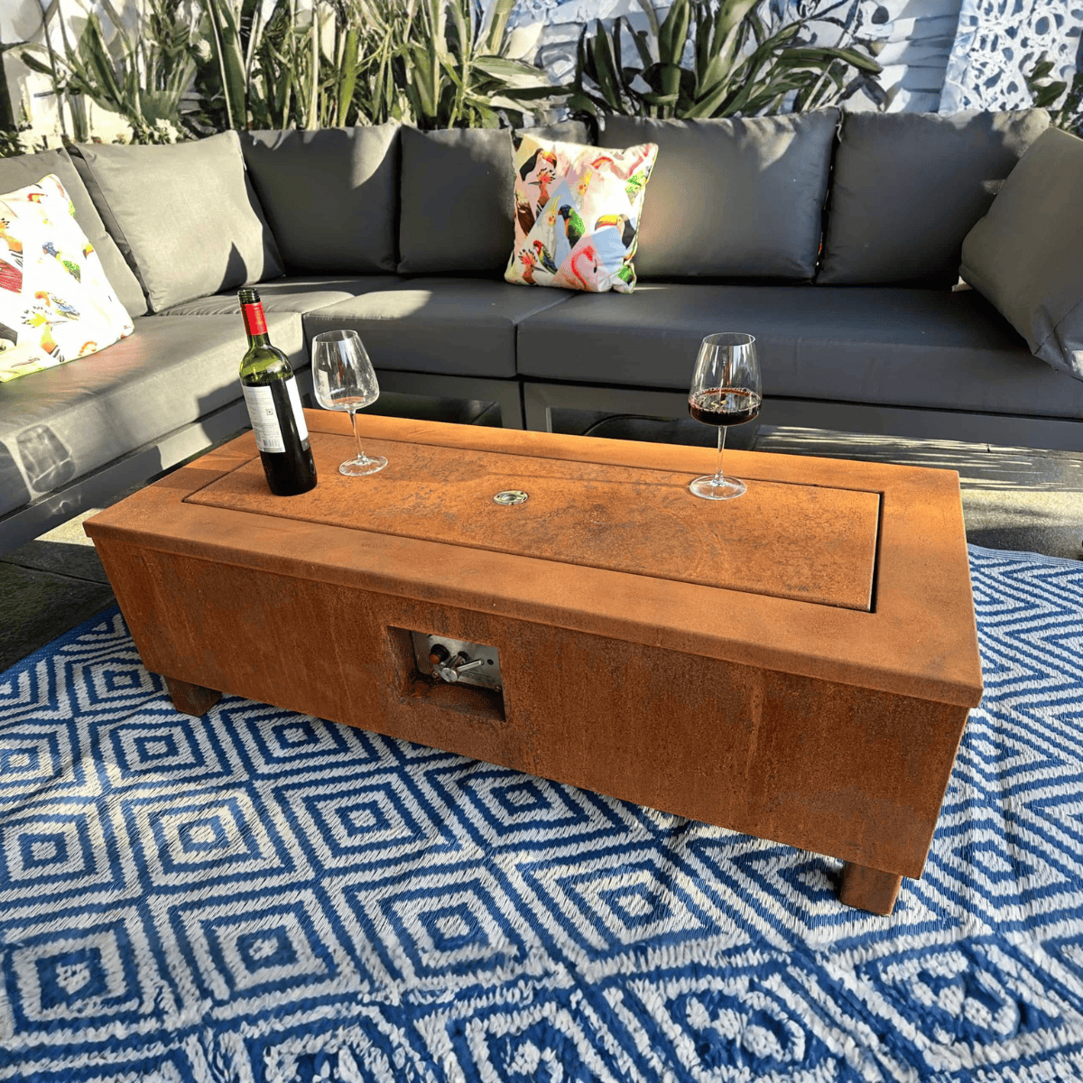 WEATHER IT Vulcan Corten Steel Rectangle Fire Pit