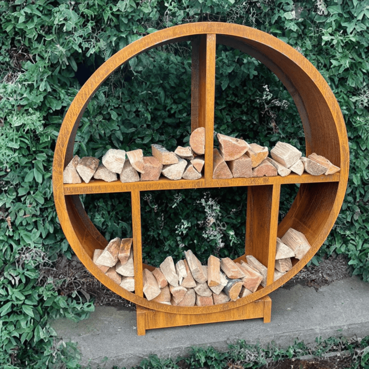 WEATHER IT Round Corten Steel Log Store
