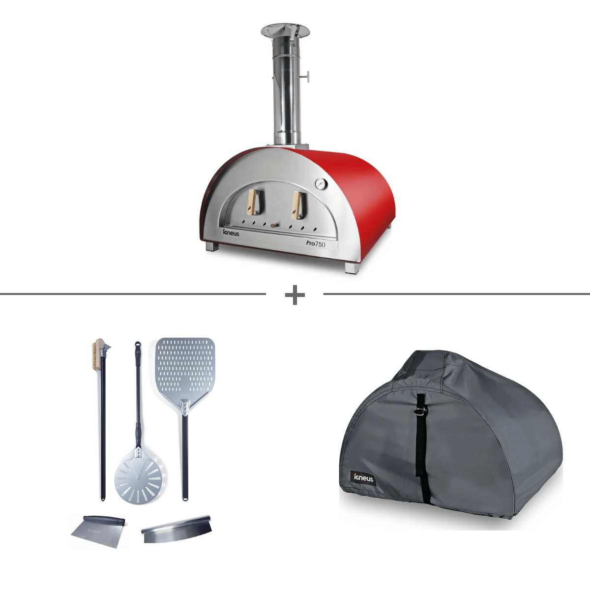 IGNEUS Red Igneus Pro 750 | wood fired pizza oven Bundle