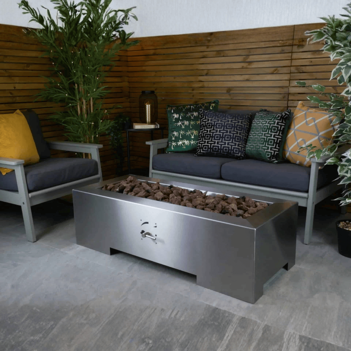 WEATHER IT Vulcan Rectangle Gas Firepit Table