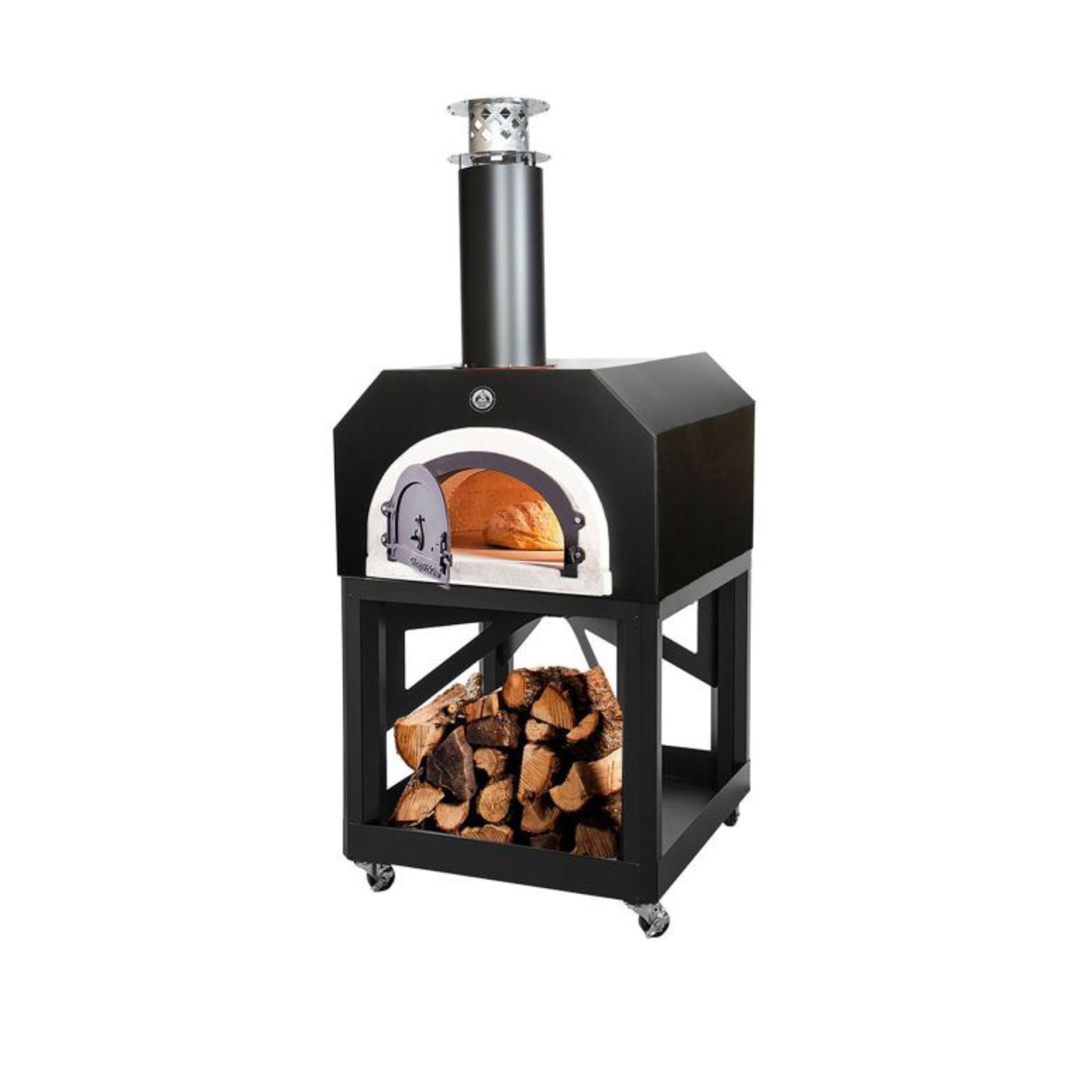 Wood-fired pizza oven with a stand 