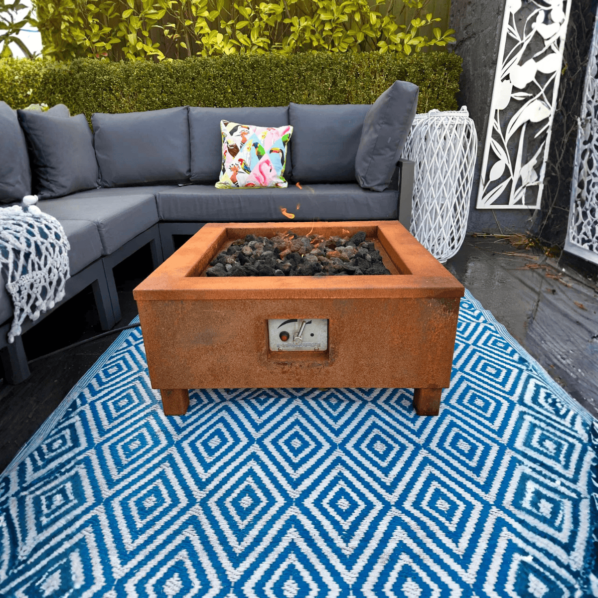 WEATHER IT Helios Corten Steel Gas Fire Pit Table