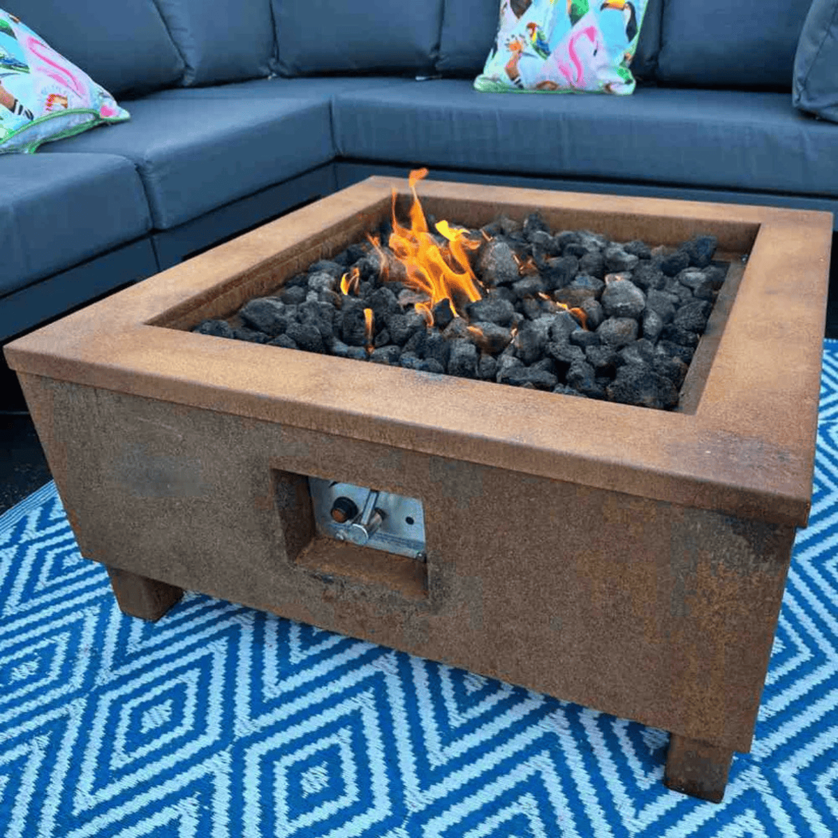 WEATHER IT Helios Corten Steel Gas Fire Pit Table
