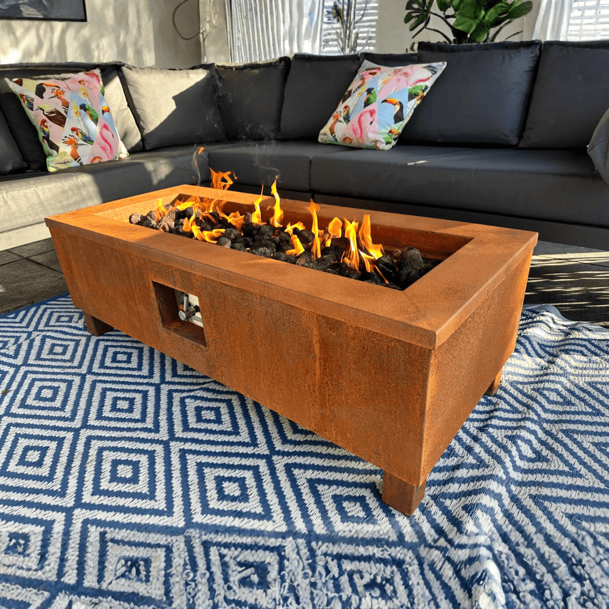 WEATHER IT Vulcan Corten Steel Rectangle Fire Pit
