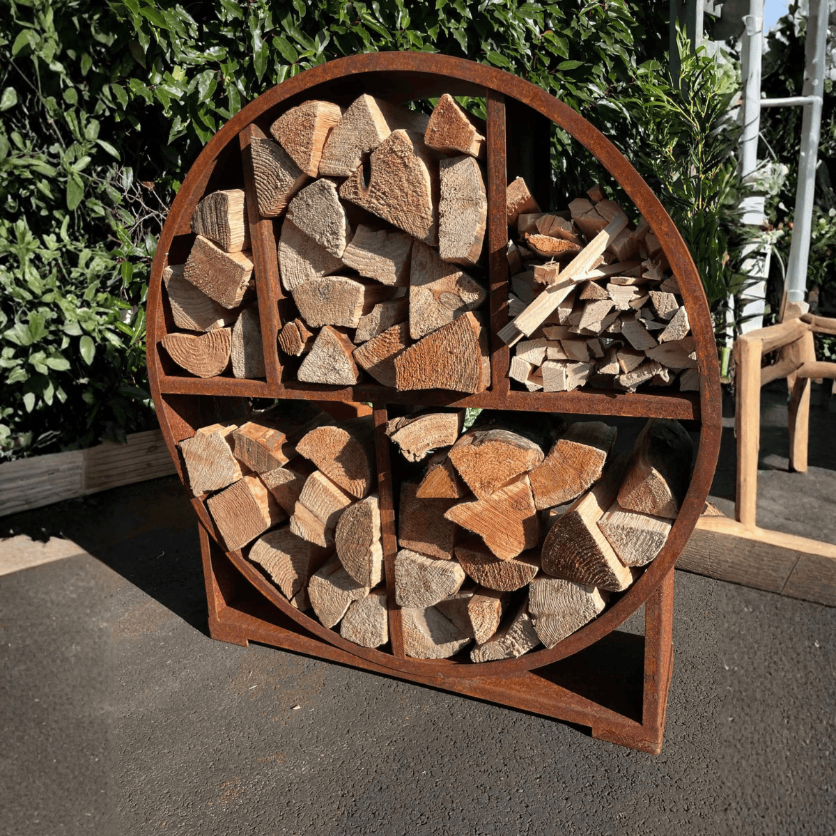WEATHER IT Round Corten Steel Log Store