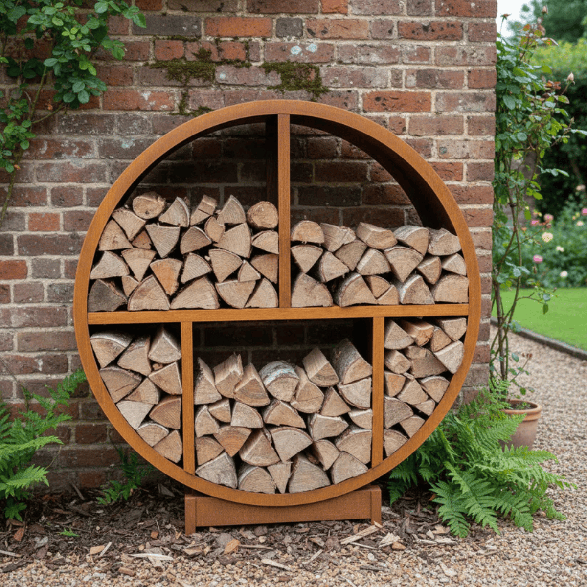 WEATHER IT Round Corten Steel Log Store