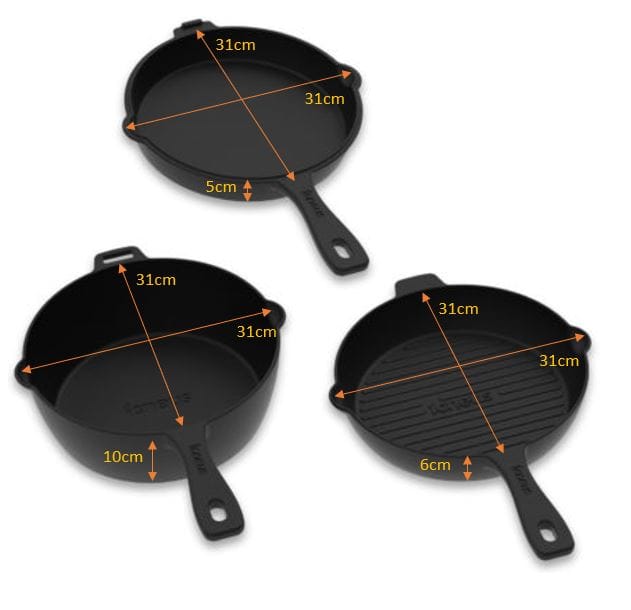 IGNEUS Igneus 3 Part Cast Iron Pan Set