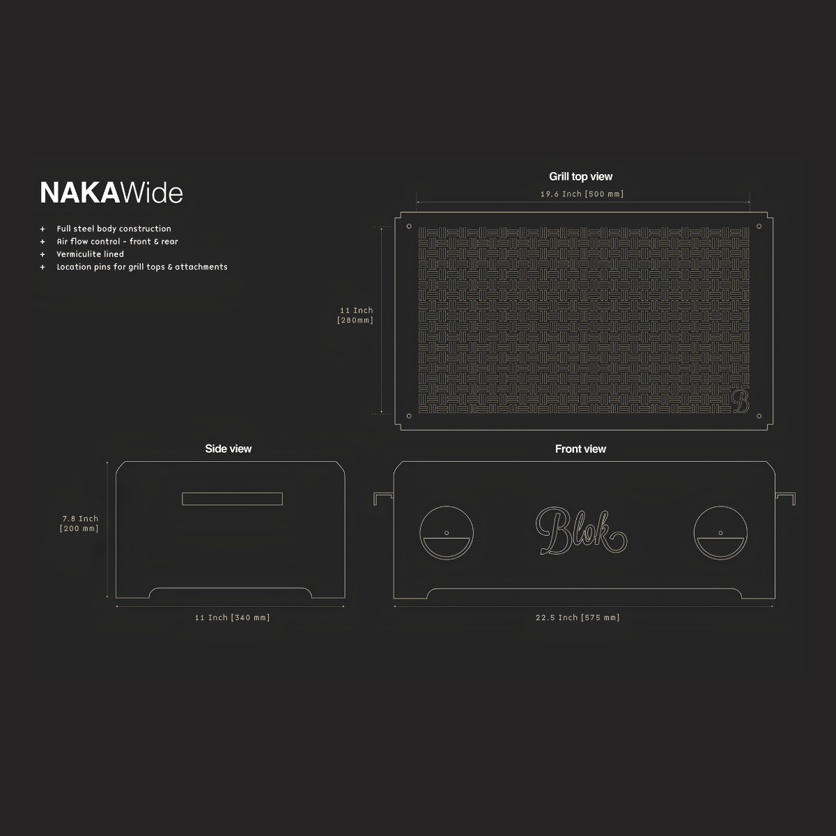 BLOK Blok Naka Wide Table Grill BBQ
