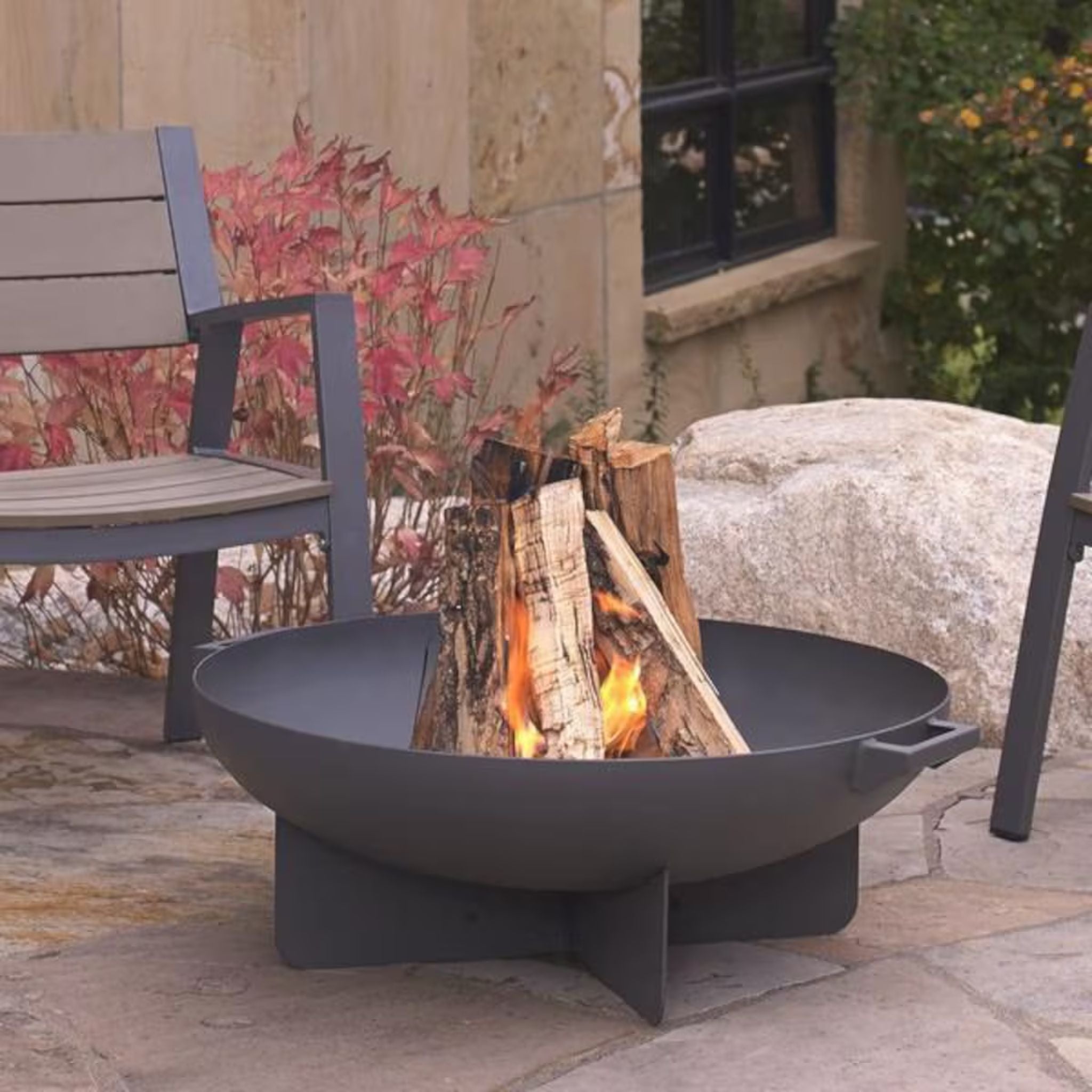 Restview 36 Inch Round Steel Wood Burning Fire Pit
