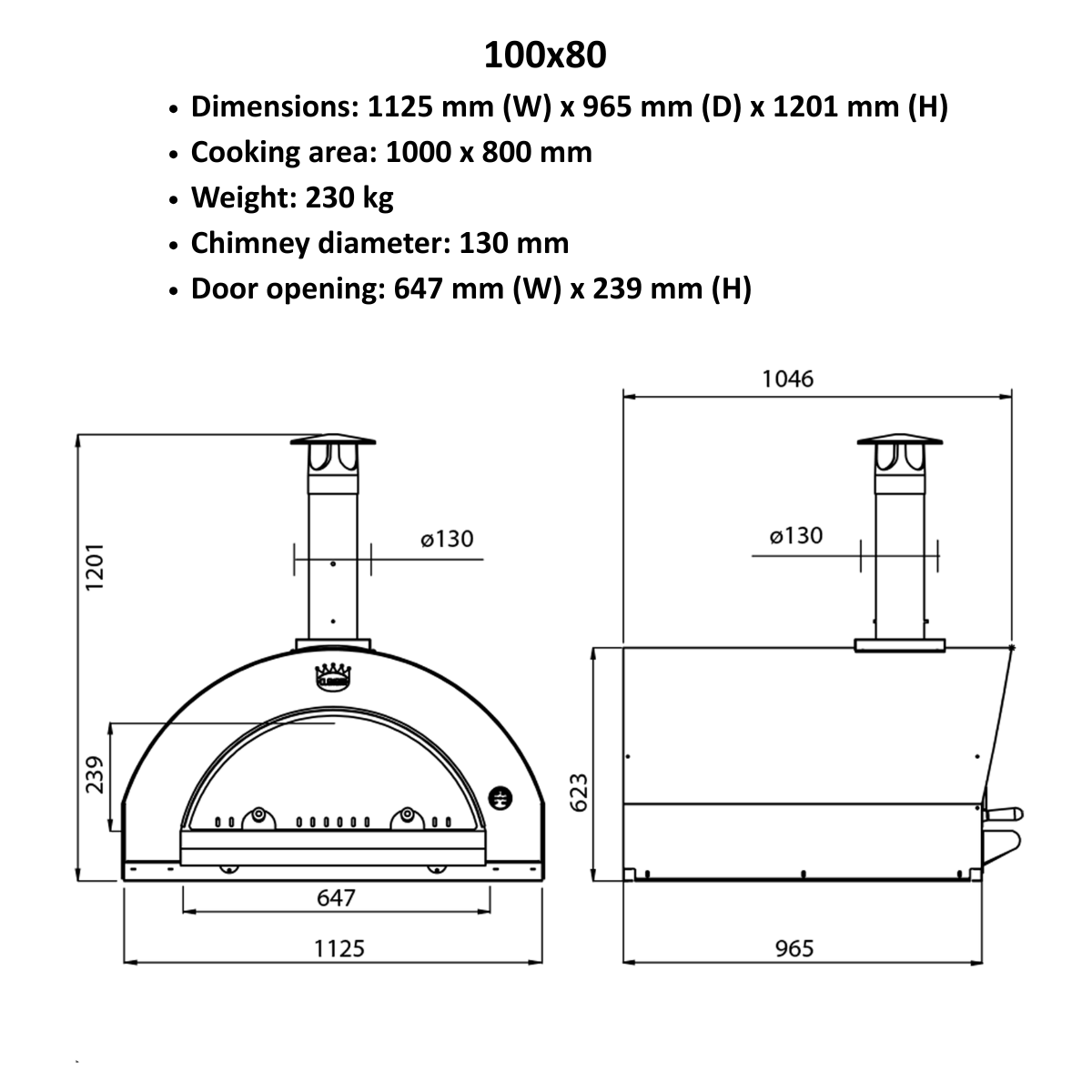 CLEMENTI Clementi Pulcinella Wood Fired Pizza Oven 100 x 80