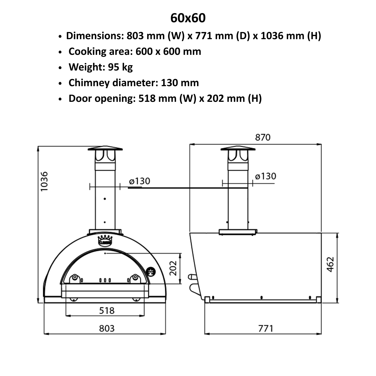 CLEMENTI Clementi Pulcinella Wood Fired Pizza Oven 60 x 60