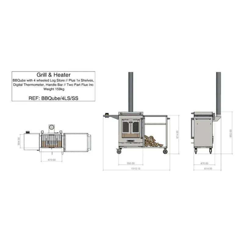 BBQUBE BBQube Grill & Heater with Log Store